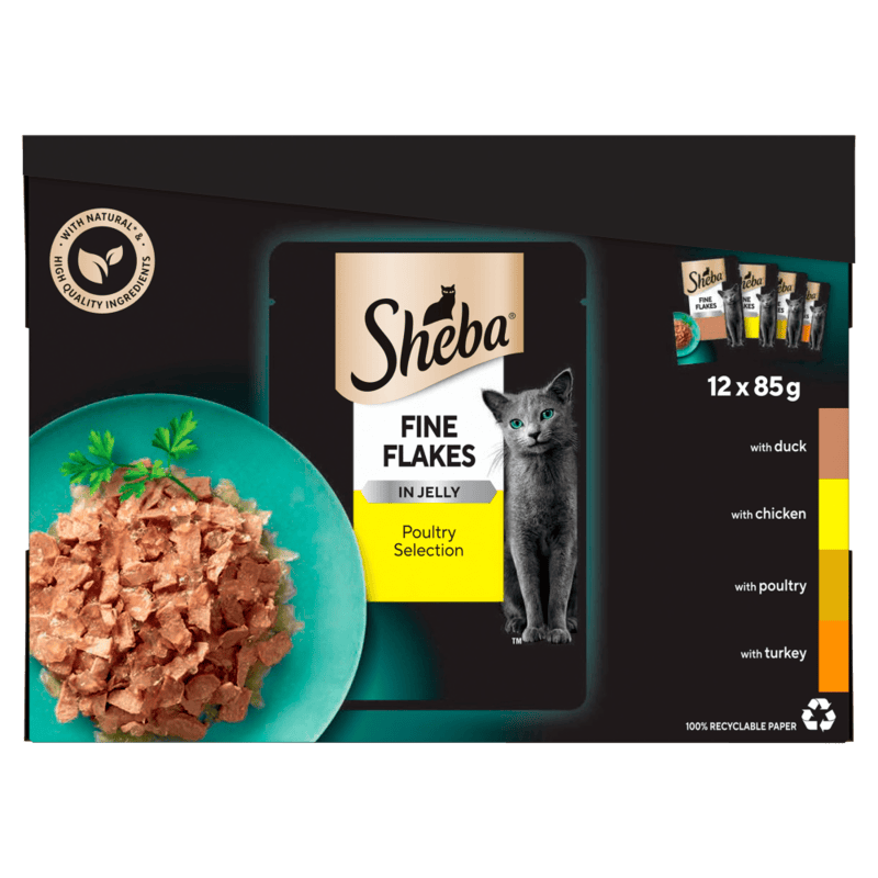 Sheba Fine Flakes Adult Pouches Poultry Selection in Jelly 12pk