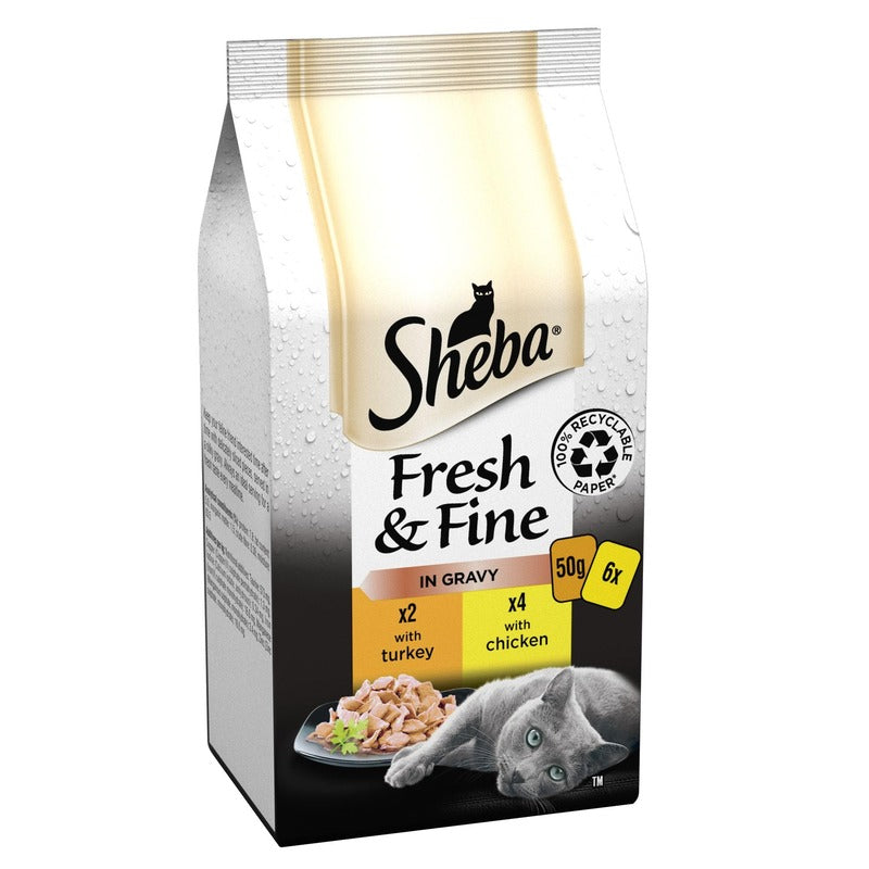Sheba Fresh & Fine Adult/Senior Pouches Chicken and Turkey 6pk