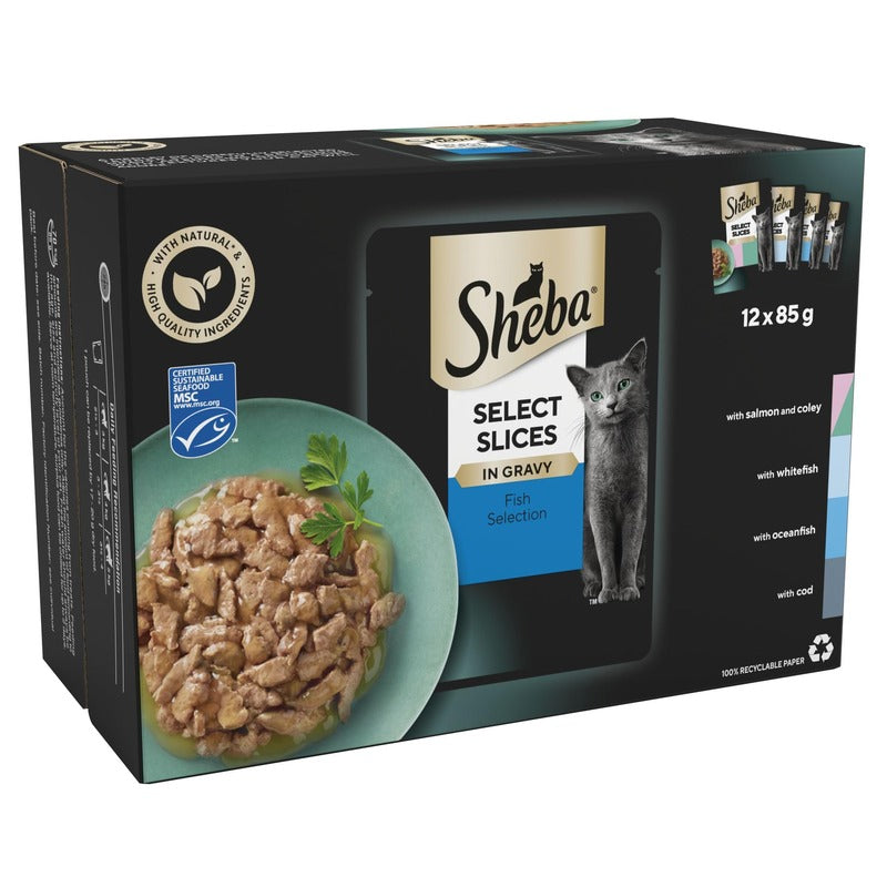 Sheba Select Slices Adult Pouches Fish Selection in Gravy 12pk