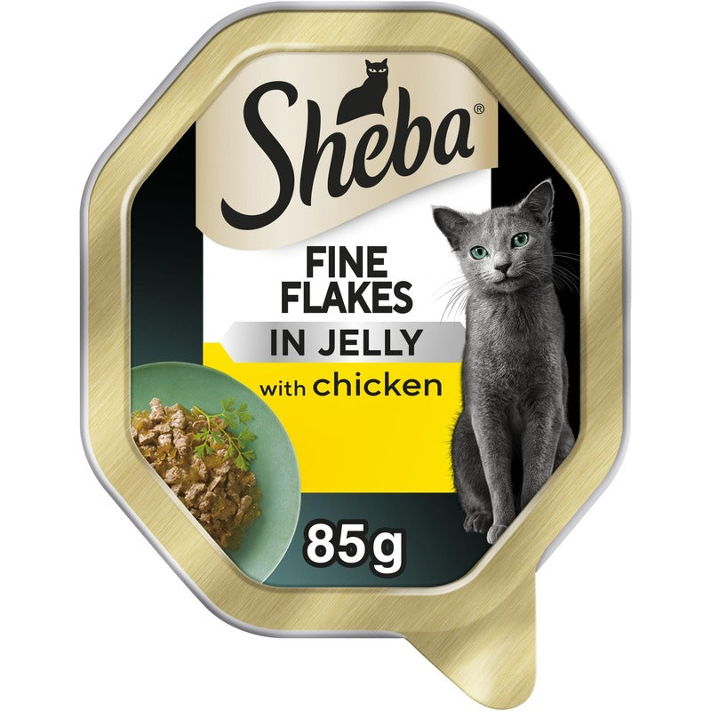Sheba Fine Flakes Adult Tray Chicken in Jelly Single 85g