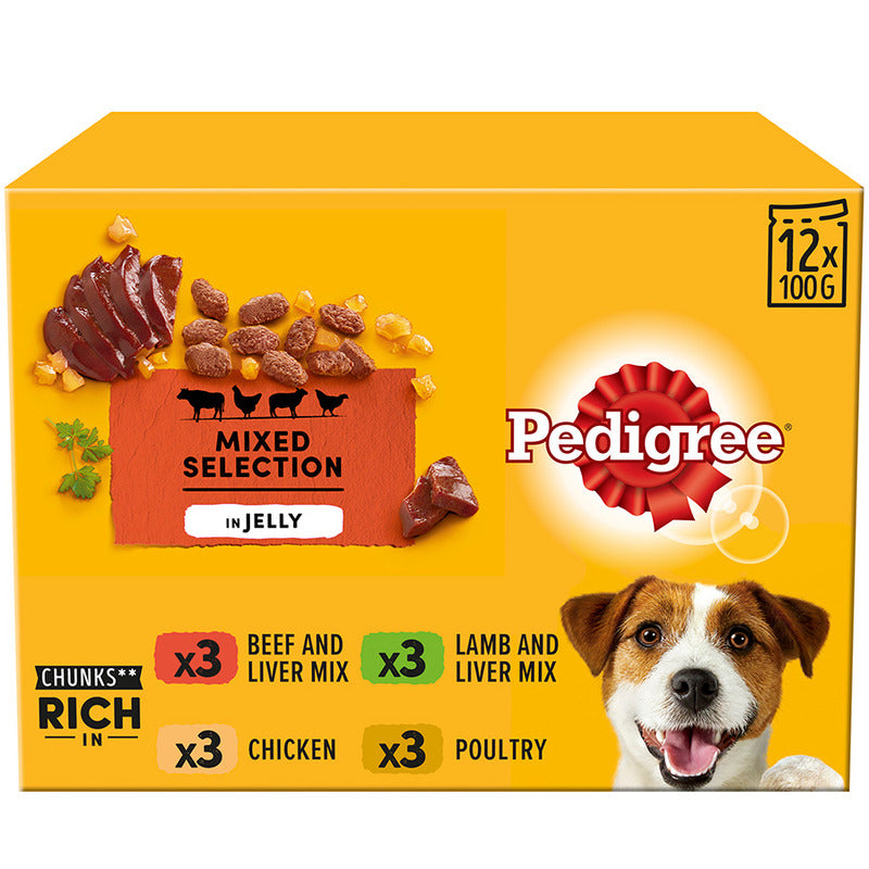 Pedigree Adult Wet Dog Food Mixed Jelly 12x100g