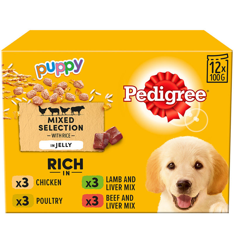 Pedigree Puppy Wet Dog Food Mixed Jelly 12x100g