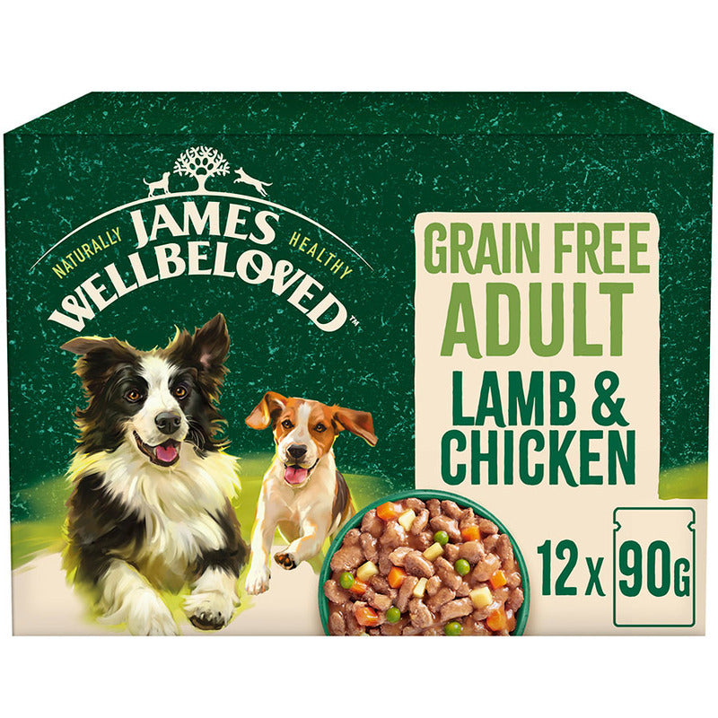 James Wellbeloved Puppy Grain Free Lamb & Chicken Pouches 12pk