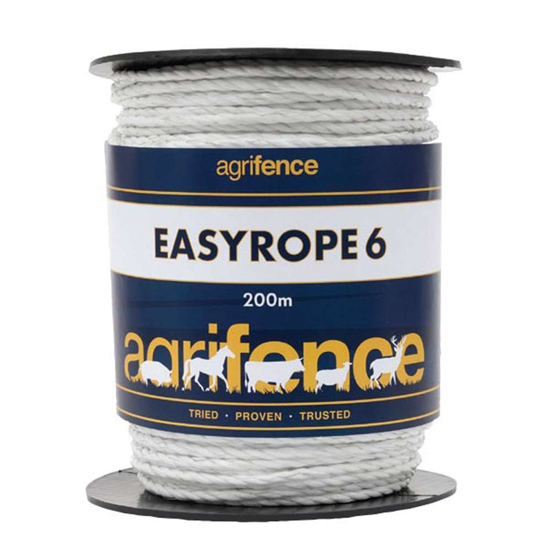 Agrifence EASYROPE 6 – 6mm White Paddock Rope 200m