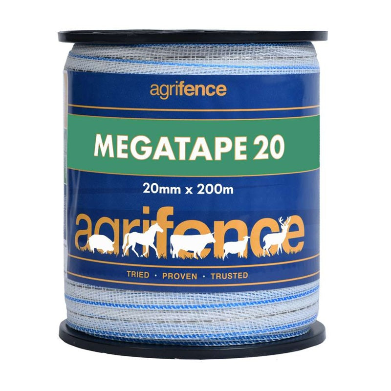 Agrifence MEGATAPE – 20mm White Reinforced Tape 200m