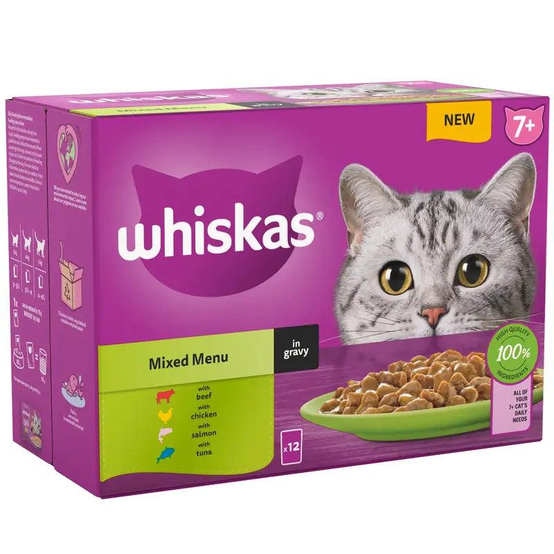 Whiskas 7+ Mixed Menu Senior Pouches in Gravy 12pk