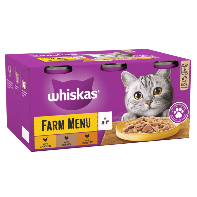 Whiskas 1+ Farm Menu Adult Tins in Jelly 6pk