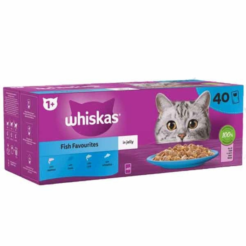 Whiskas 1+ Fish Favourites Adult Pouches in Jelly 40pk