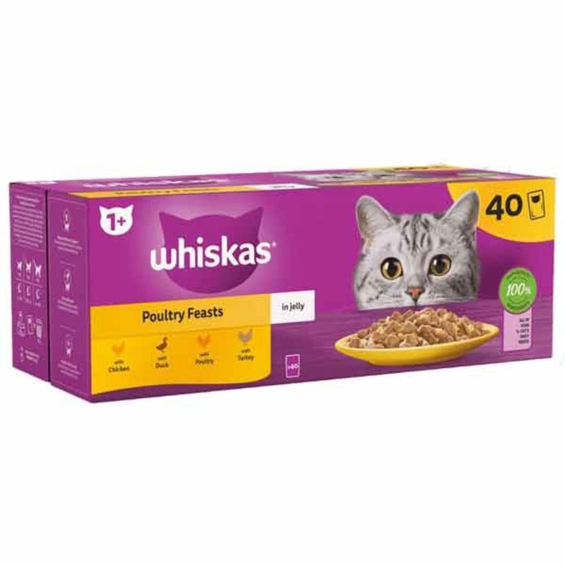Whiskas 1+ Poultry Feasts Adult Pouches in Jelly