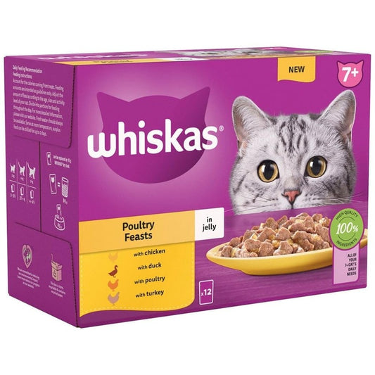 Whiskas 7+ Poultry Feasts Senior Pouches in Jelly 12pk