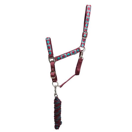 Hy Equestrian Woven Polo Head Collar and Lead Rope